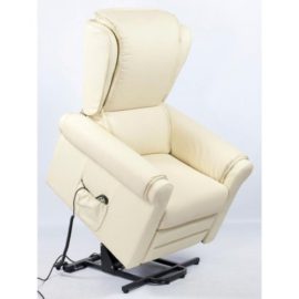 Fauteuil releveur Barcelone en cuir véritable beige Fauteuil releveur Barcelone en cuir véritable beige 3