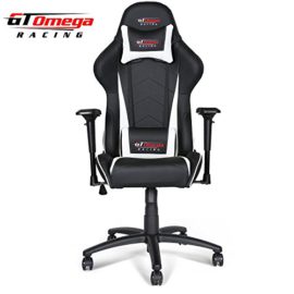 GT Omega Racing Fauteuil de bureau en cuir Noir/blanc GT Omega Racing Fauteuil de bureau en cuir Noir/blanc