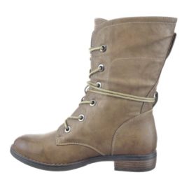 Sopily-Chaussure-Mode-Bottine-Botte-Rangers-mi-mollet-femmes-lacets-arrires-Talon-bloc-3-CM-Intrieur-textile-Khaki-0-1