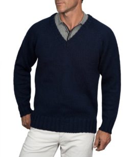 Wool Overs Pull homme en pure laine à col V Wool Overs Pull homme en pure laine à col V