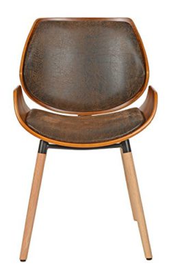 ts-ideen 1 x Chaise de Bureau bois de chêne foncé faux cuir marron fauteuil ts-ideen 1 x Chaise de Bureau bois de chêne foncé faux cuir marron fauteuil 3