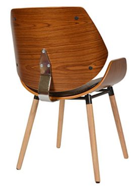 ts-ideen 1 x Chaise de Bureau bois de chêne foncé faux cuir marron fauteuil ts-ideen 1 x Chaise de Bureau bois de chêne foncé faux cuir marron fauteuil 4