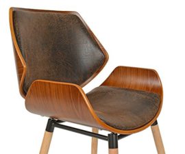 ts-ideen 1 x Chaise de Bureau bois de chêne foncé faux cuir marron fauteuil ts-ideen 1 x Chaise de Bureau bois de chêne foncé faux cuir marron fauteuil 6