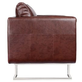 vidaXL Fauteuil en cuir mélangé brun avec pieds chromées vidaXL Fauteuil en cuir mélangé brun avec pieds chromées 3