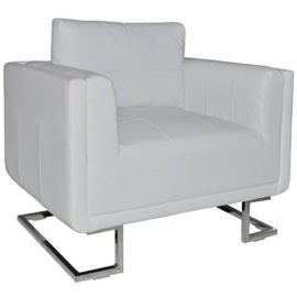 vidaXL Luxueux Fauteuil Cube en cuir Blanc vidaXL Luxueux Fauteuil Cube en cuir Blanc