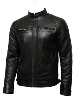 Brandslock-Hommes-Veste-motard-en-cuir-noir-BNWT-100-cuir-vritable-S-5XL-0