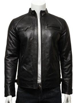 Brandslock-Hommes-Veste-motard-en-cuir-noir-BNWT-100-cuir-vritable-S-5XL-0-3