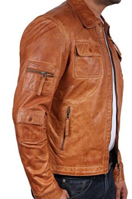 Brandslock homme blouson veste motard en cuir d’origine cru Brandslock homme blouson veste motard en cuir d’origine cru 4