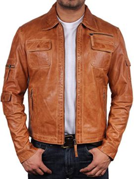 Brandslock homme blouson veste motard en cuir d’origine cru Brandslock homme blouson veste motard en cuir d’origine cru 2