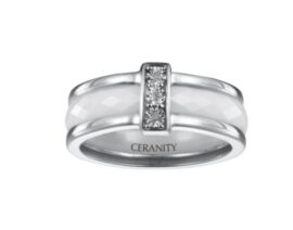 Ceranity – 1-18/0004-B – Bague Anneaux Femme – Barrette – Argent 925/1000 6.1 gr – Diamant – Céramique – Blanc Ceranity – 1-18/0004-B – Bague Anneaux Femme – Barrette – Argent 925/1000 6.1 gr – Diamant – Céramique – Blanc 2