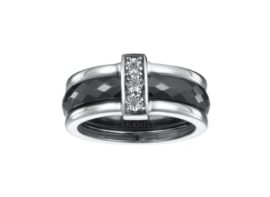 Ceranity – 1-18/0004-N – Bague Anneaux Femme – Barrette – Argent 925/1000 6.1 gr – Diamant – Céramique – Blanc Ceranity – 1-18/0004-N – Bague Anneaux Femme – Barrette – Argent 925/1000 6.1 gr – Diamant – Céramique – Blanc