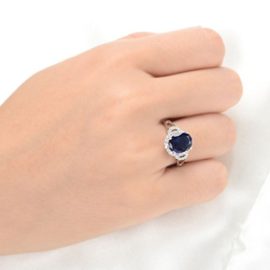 EVER FAITH® Brillant Bleu- Bague Alliance Argent 925 Vintage Style Ovale Zircon EVER FAITH® Brillant Bleu- Bague Alliance Argent 925 Vintage Style Ovale Zircon 4