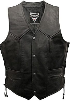 En-cuir-pour-homme-Pour-motomotard-face-Skintan-Gilet-sans-manches-en-dentelle-0