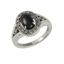 Esse Marcasite – Bague – Argent 925 – Onyx – Marcassite – 214R5257-01/AML Esse Marcasite – Bague – Argent 925 – Onyx – Marcassite – 214R5257-01/AML