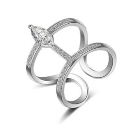 Femme Bague Réglable Double Argent 925 et Zirkonia Hypoallergénique Anneau de la Queue Femme Bague Réglable Double Argent 925 et Zirkonia Hypoallergénique Anneau de la Queue