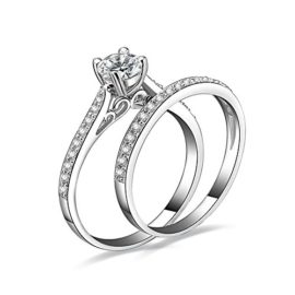 JewelryPalace 1.26ct Magnifique Bagues de Fiançailles Femme Alliance Mariage Anniversaire Amour 2 Anneaux en Argent Sterling 925 en Zircon Cubique de Synthèse CZ JewelryPalace 1.26ct Magnifique Bagues de Fiançailles Femme Alliance Mariage Anniversaire Amour 2 Anneaux en Argent Sterling 925 en Zircon Cubique de Synthèse CZ