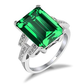 JewelryPalace 6.05ct Elégant Bague de Fiançailles Femme en Argent Sterling 925 en Emeraude de Synthèse Verte JewelryPalace 6.05ct Elégant Bague de Fiançailles Femme en Argent Sterling 925 en Emeraude de Synthèse Verte 2