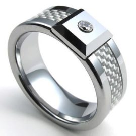 KONOV-Bijoux-Bague-Homme-Fianailles-Fibre-de-Carbone-Tungstne-Acier-Oxyde-de-Zirconium-Anneaux-Fantaisie-Mariage-Alliance-pour-Homme-Couleur-Blanc-Argent-0-0