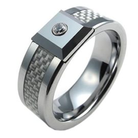 KONOV Bijoux Bague Homme – Fiançailles – Fibre de Carbone – Tungstène Acier – Oxyde de Zirconium – Anneaux – Fantaisie Mariage Alliance – pour Homme – Couleur Blanc Argent KONOV Bijoux Bague Homme – Fiançailles – Fibre de Carbone – Tungstène Acier – Oxyde de Zirconium – Anneaux – Fantaisie Mariage Alliance – pour Homme – Couleur Blanc Argent