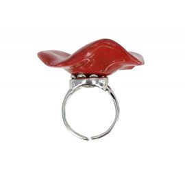 Les-Poulettes-Bijoux-Bague-Mtal-Argent-Coquelicot-Cramique-Rouge-0-2