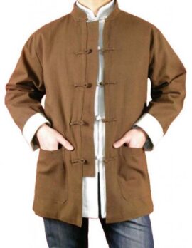 Lin Fin Col Mao Veste Marron Tai Chi Arts Martiaux Blouson Homme Tailleur #117 Lin Fin Col Mao Veste Marron Tai Chi Arts Martiaux Blouson Homme Tailleur #117 3