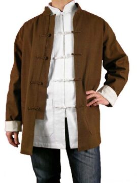 Lin Fin Col Mao Veste Marron Tai Chi Arts Martiaux Blouson Homme Tailleur #117 Lin Fin Col Mao Veste Marron Tai Chi Arts Martiaux Blouson Homme Tailleur #117 4