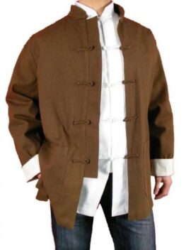 Lin Fin Col Mao Veste Marron Tai Chi Arts Martiaux Blouson Homme Tailleur #117 Lin Fin Col Mao Veste Marron Tai Chi Arts Martiaux Blouson Homme Tailleur #117 5