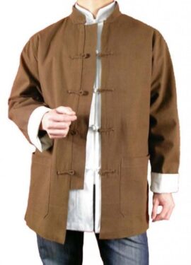 Lin Fin Col Mao Veste Marron Tai Chi Arts Martiaux Blouson Homme Tailleur #117 Lin Fin Col Mao Veste Marron Tai Chi Arts Martiaux Blouson Homme Tailleur #117 6