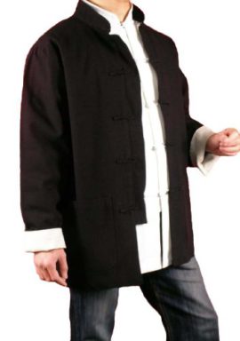 Lin-Premium-Col-Mao-Veste-Noire-Tai-Chi-Arts-Martiaux-Blouson-Homme-Tailleur-101-0-2