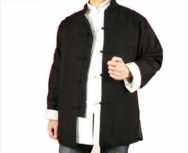 Lin-Premium-Col-Mao-Veste-Noire-Tai-Chi-Arts-Martiaux-Blouson-Homme-Tailleur-101-0