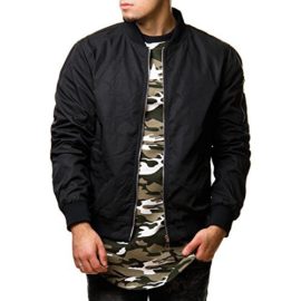 Mentex-Veste-Homme-De-Transition-Bomber-Polyester-Fermeture-clair-Noir-Kaki-S150-0