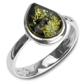 Noda bague Goutte pour femme en argent 925 et ambre vert Noda bague Goutte pour femme en argent 925 et ambre vert 2