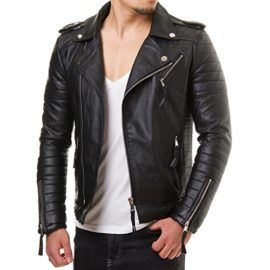 Prestige homme biker cuir veste mr 18-4 noir matelassé rouge Prestige homme biker cuir veste mr 18-4 noir matelassé rouge