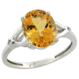 Revoni-Bague-Femme-Argent-Fin-9251000-Citrine-Ovale-24-Cts-Diamant-Rond-brillant-0007-Cts-0