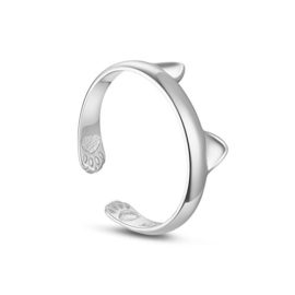 TINYSAND – Bague en 925 Argent Sterling, Anneau Ouvert Oreilles Chat Pattes Mignon, Argent / Or Rose / Or, 17.2×6.13mm TINYSAND – Bague en 925 Argent Sterling, Anneau Ouvert Oreilles Chat Pattes Mignon, Argent / Or Rose / Or, 17.2×6.13mm 2