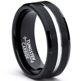 Ultimate-Metals-Co-8MM-Bague-Tungstene-Plaque-Noir-Pour-Homme-0