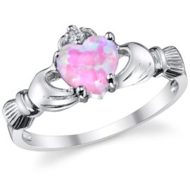 Ultimate Metals Co. Bague Argent 925/1000 Claddagh Avec Opale Rose Ultimate Metals Co. Bague Argent 925/1000 Claddagh Avec Opale Rose 2