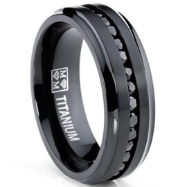 Ultimate Metals Co. Bague de Mariage et Alliance Titane Avec Zircone Cubique Noir Pour Homme,7 MM Ultimate Metals Co. Bague de Mariage et Alliance Titane Avec Zircone Cubique Noir Pour Homme,7 MM