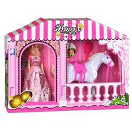 coffret Cadeau Princesse Avec Cheval Brosse et Sepctre 13cm coffret Cadeau Princesse Avec Cheval Brosse et Sepctre 13cm