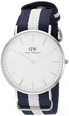 Daniel-Wellington-0204DW-Glasgow-Montre-Mixte-Quartz-Analogique-Cadran-Argent-Bracelet-Nylon-Multicolore-0