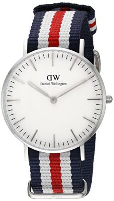 Daniel-Wellington-0606DW-Canterbury-Montre-Mixte-Quartz-Analogique-Cadran-Argent-Bracelet-Nylon-Multicolore-0