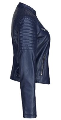 Escalier Femme Bleu Faux Moto Veste en cuir Escalier Femme Bleu Faux Moto Veste en cuir 3