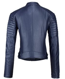 Escalier-Femme-Bleu-Faux-Moto-Veste-en-cuir-0-1