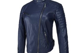 Escalier Femme Bleu Faux Moto Veste en cuir Escalier Femme Bleu Faux Moto Veste en cuir 5