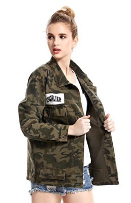 Escalier femmes poches Motif camouflage militaire Vintage Vestes Manteaux Denim Vert Armée Escalier femmes poches Motif camouflage militaire Vintage Vestes Manteaux Denim Vert Armée 4