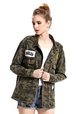 Escalier femmes poches Motif camouflage militaire Vintage Vestes Manteaux Denim Vert Armée Escalier femmes poches Motif camouflage militaire Vintage Vestes Manteaux Denim Vert Armée 2