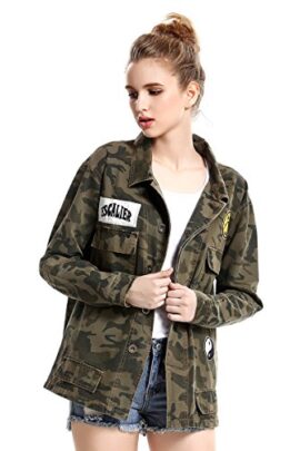 Escalier femmes poches Motif camouflage militaire Vintage Vestes Manteaux Denim Vert Armée Escalier femmes poches Motif camouflage militaire Vintage Vestes Manteaux Denim Vert Armée