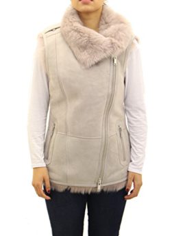 Femmes Crme Shearling Waistcoat Sans manches Body Warmer zippŽ motard Gilet Femmes Crme Shearling Waistcoat Sans manches Body Warmer zippŽ motard Gilet 2