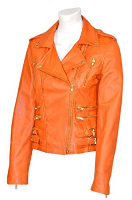 MYSTIQUE-Mesdames-orange-style-motard-Moto-Designer-Nappa-Veste-en-cuir-0-0