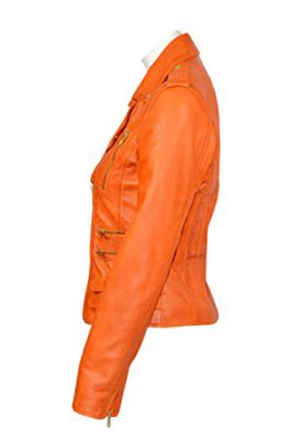 MYSTIQUE-Mesdames-orange-style-motard-Moto-Designer-Nappa-Veste-en-cuir-0-2